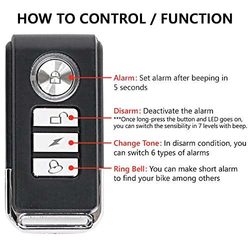 Alarma de bicicleta de 113dB con control remoto, sensor de m