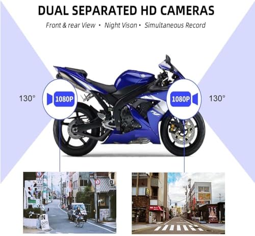 VSYSTO Cámara de salpicadero de motocicleta, HD1080P visión