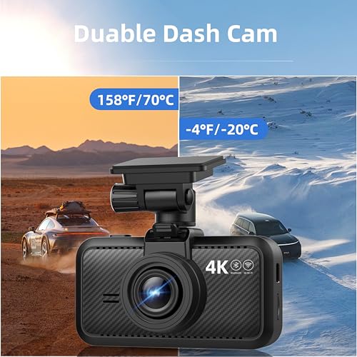 Miofive Cámara de auto con resolución 4K, WiFi, Bluetooth, c
