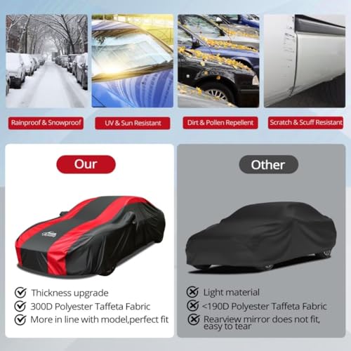 Funda impermeable para automóvil con diseño de rayas rojas,