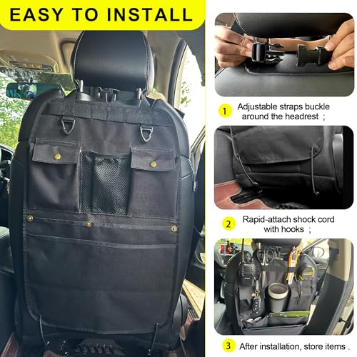 Organizador de respaldo de asiento de coche negro con múltip