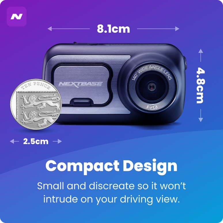 Nextbase Cámara de tablero pequeña de 422 GW con aplicación,