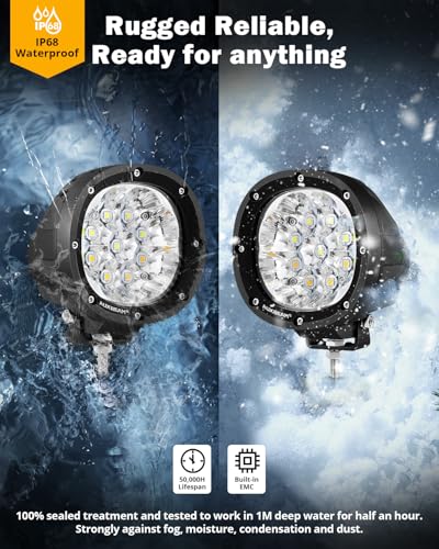 Auxbeam 6 modos de luces LED redondas de color ámbar blanco,