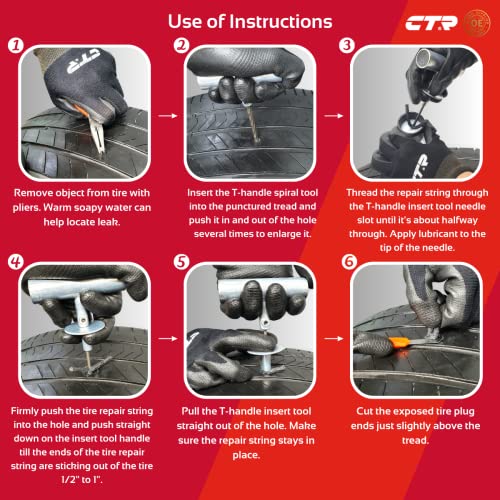 CTR Kit de tapones de neumáticos de alta resistencia, kit de