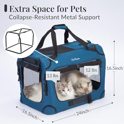 Transportador de gatos extragrande para 2 gatos, plegable de