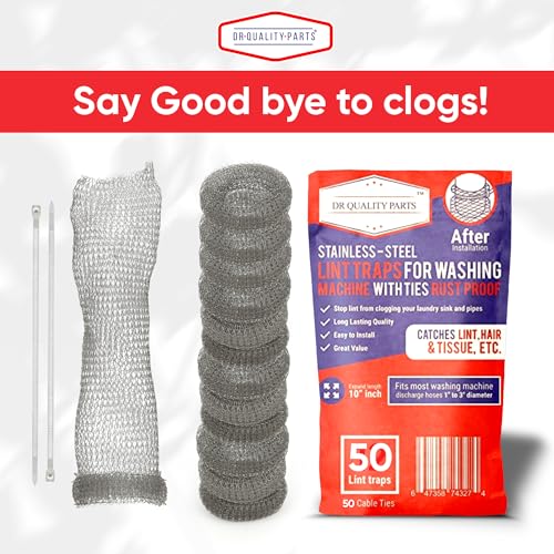 Paquete de 50 trampas de pelusa para lavadora, malla de acer