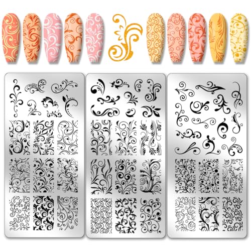 PH PandaHall 3 plantillas de arte de uñas con patrón de remo