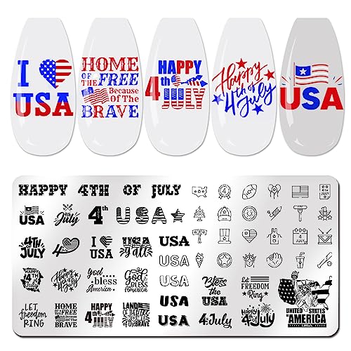 Juego de 6 placas de estampado de uñas para uñas del 4 de ju