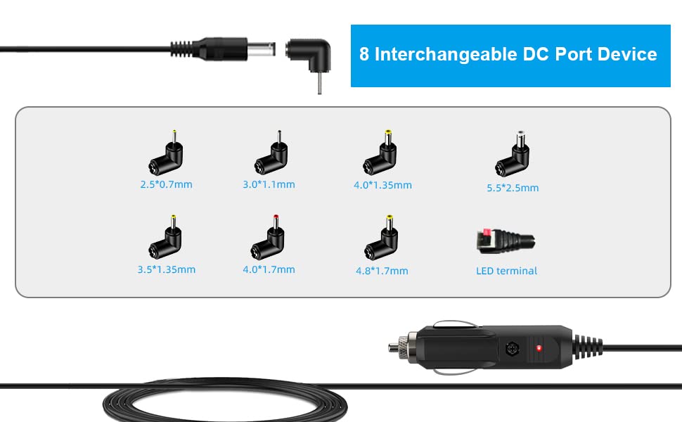 Cargador de coche de 12 V 2 A, cable de alimentación univers