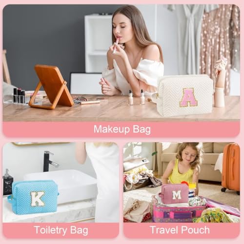 YOOLIFE Bolsas de cosméticos con inicial para maquillaje, pa