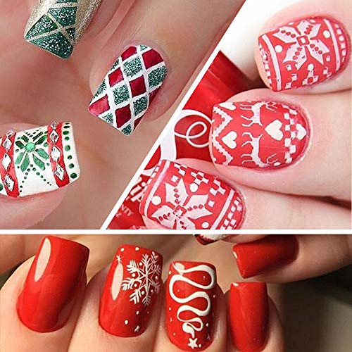 Platos de estampado de uñas de Navidad, 5 piezas, kit de sel