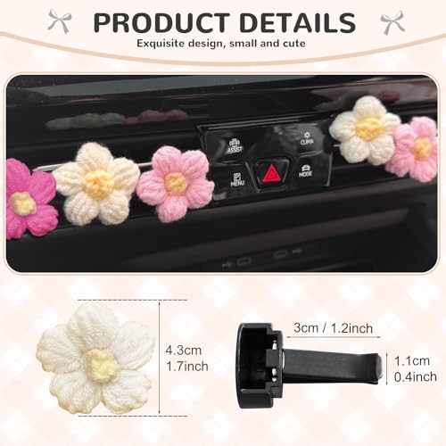 Clips de ventilación de automóvil con flores de ganchillo, 6