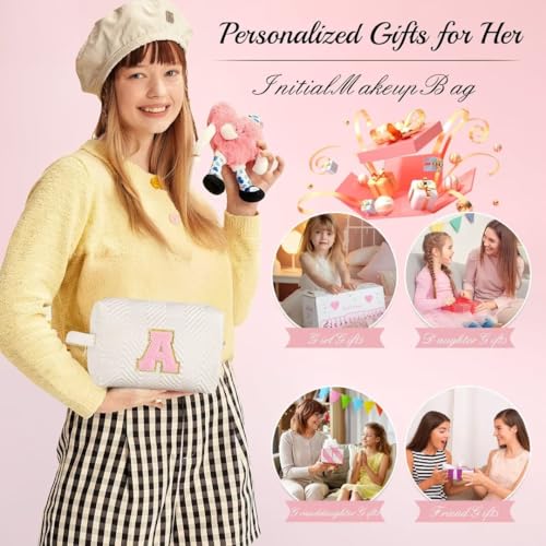YOOLIFE Bolsas de cosméticos con inicial para maquillaje, pa