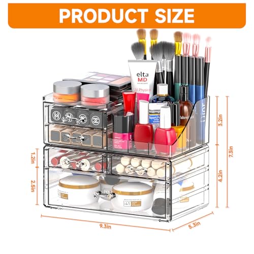 Cq acrylic Organizadores de maquillaje transparentes y almac