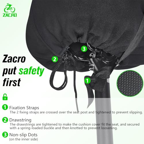 Zacro Cojín de asiento de bicicleta, funda acolchada de gel