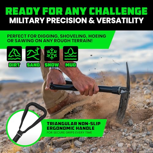 RHINO USA Pala de supervivencia plegable con púa: herramient