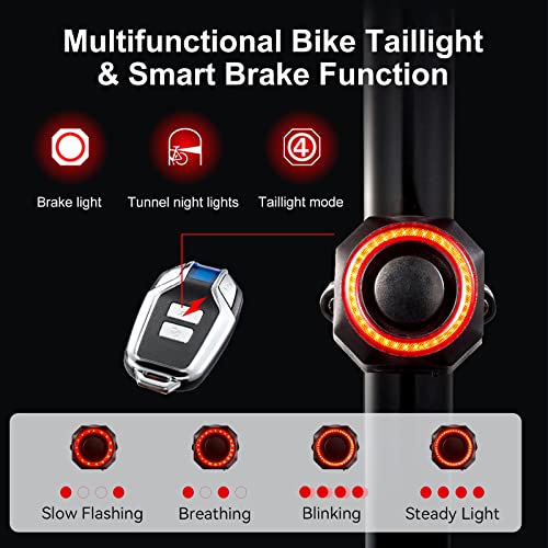 Antfire Alarma de bicicleta de 110 dB con luz trasera inteli