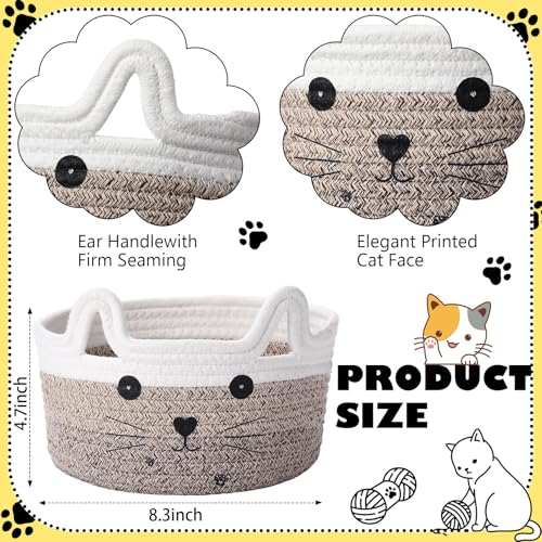 Zopeal Cesta de almacenamiento para gatos, organizador tejido con orej
