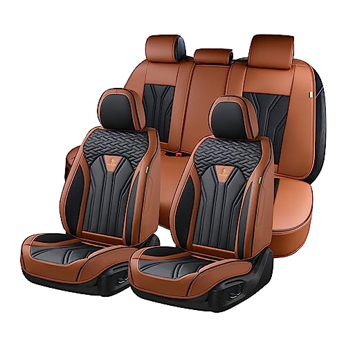 FLORICH Fundas de asiento de cuero, juego completo de fundas