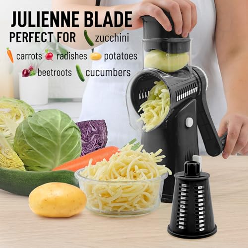 Zulay Kitchen Rallador rotativo de queso de 5 cuchillas, ral
