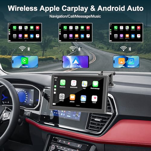 Carplay - Pantalla táctil inalámbrica portátil para automóvi