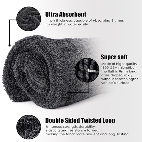 Paquete de 2 toallas de microfibra de 1300 GSM, toallas de m