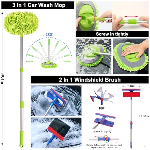 AUTODECO Kit de limpieza de 44 piezas para lavado de autos,