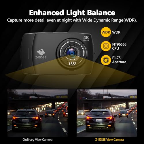 Z-Edge T4 Dash Cam delantera y trasera, cámara de tablero du