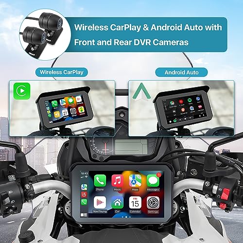 DVR de motocicleta: Apple Carplay inalámbrico, Android Auto,