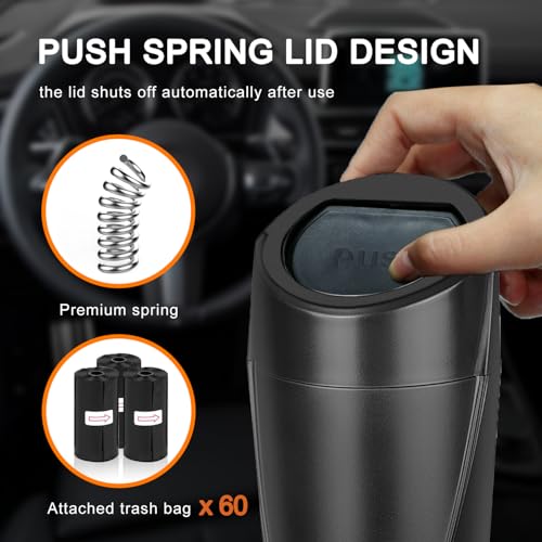 Cubo de basura para automóvil con tapa, paquete de 2 mini cu