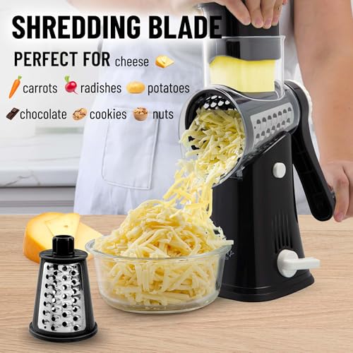 Zulay Kitchen Rallador rotativo de queso de 5 cuchillas, ral