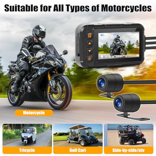 CAMECHO Cámara de salpicadero de motocicleta delantera y tra