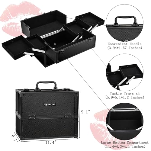 VETALLO Estuche de maquillaje grande, organizador portátil d