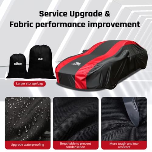 Funda impermeable para automóvil con diseño de rayas rojas,
