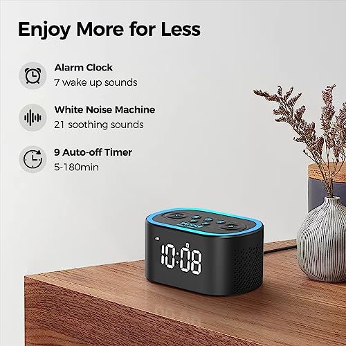 REACHER Reloj despertador digital y máquina de sonido de ruido blanco,