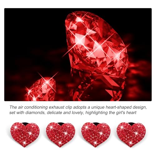 4 clips de ventilación con forma de corazón brillante, clips