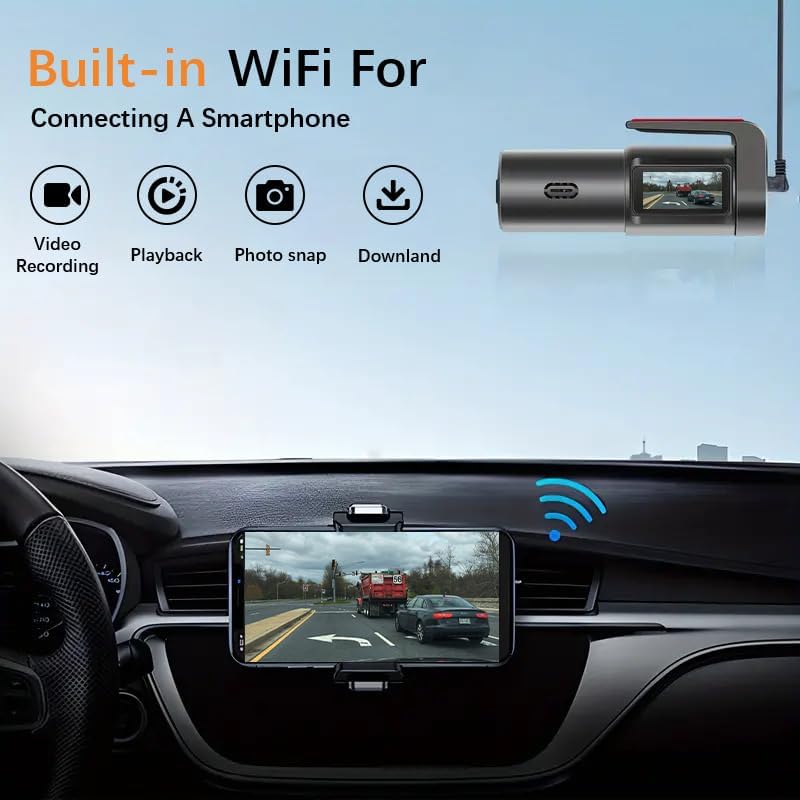 Cámara de tablero 1080P WiFi para automóvil, cámara frontal