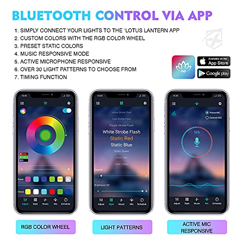 Xprite Luces interiores de coche RGB mejoradas de 144 LED co
