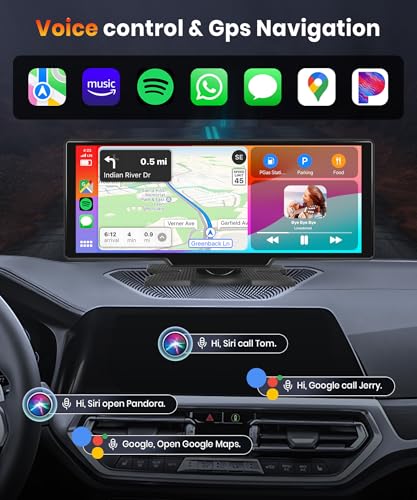 Podofo Pantalla Carplay inalámbrica de 10.26 pulgadas para c