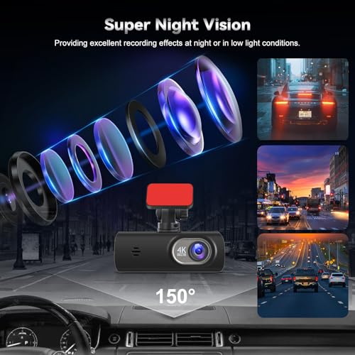 NHOPEEW Cámara de coche 4K – Dash Cam delantera y trasera –