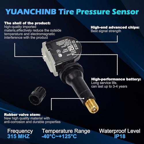 Sensor de presión de neumáticos 315MHz TPMS Sensores 1 unida