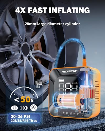 Auxbeam Inflador de neumáticos, compresor de aire portátil,