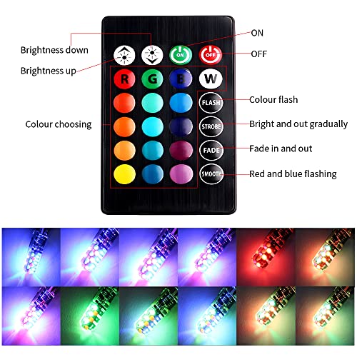 Bombilla LED T10 RGB con control remoto W5W 194 168 2825, lu