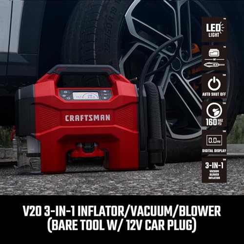 CRAFTSMAN Inflador/aspirador/soplador 3 en 1, compresor de a