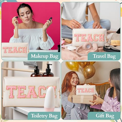 CY2SIDE Bolsa de maquillaje con parche de letras coloridas,