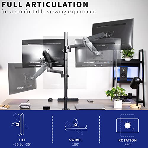 VIVO Brazo de monitor doble para montaje extra alto para pan