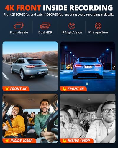 Kingslim D6-4K Dual Dash Cam - WiFi y GPS 4K frontal y 1080P