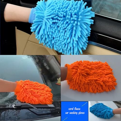 3PCS Car Wash Kit with 2 Premium Chenille & Plush Wash Mitts