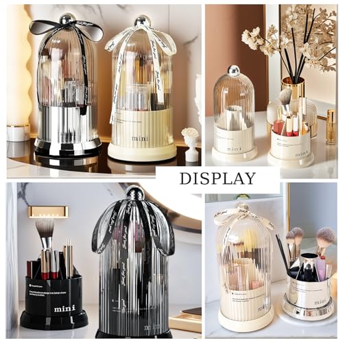Soporte para brochas de maquillaje con tapa, giratorio de 36