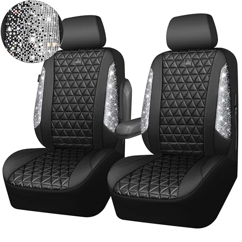 CAR PASS Bling Diamond Leather Car Seat Covers for 2 Front I